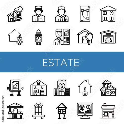 estate simple icons set