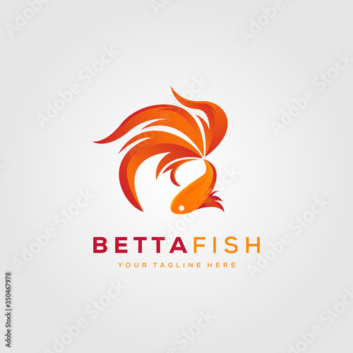 betta fish fire modern logo vector illustration design