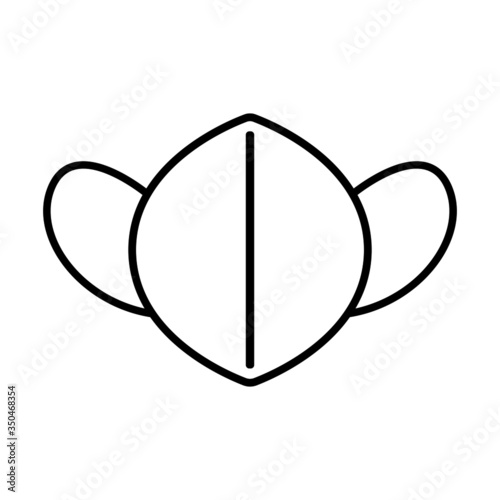N95 face mask line icon. Protective FFP mask or respirator. Vector Illustration