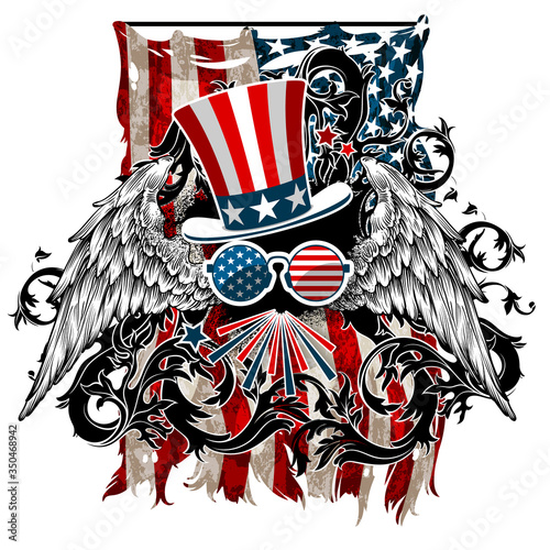 Design of postcard, banner  for Independence Day of America. Highly realistic illustration.