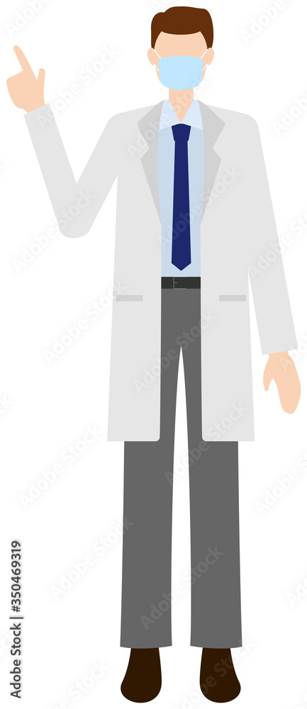 Vector image of a doctor in in the white coat with a mask