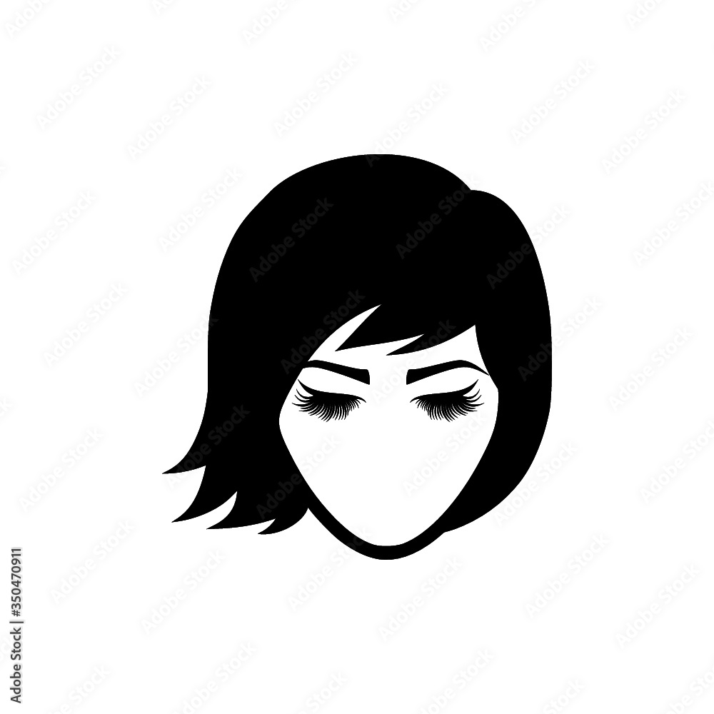 Woman face logo design isolated on white background