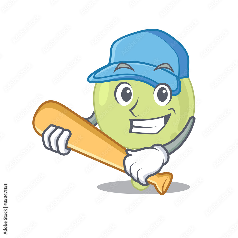 Attractive lymph node caricature character playing baseball