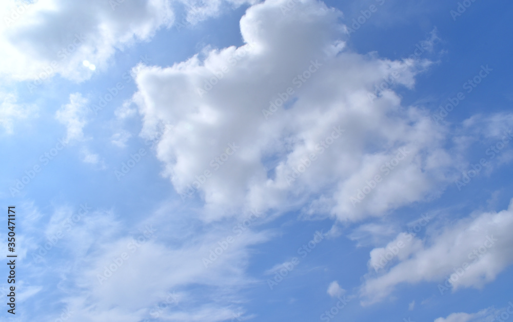 Fototapeta premium Sky blue background. Natural background.The sky with clouds and sunlight