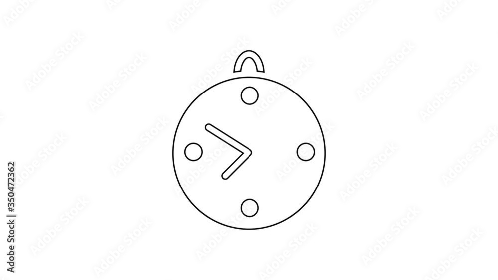 Black line Clock icon isolated on white background. Time symbol. 4K Video motion graphic animation Black line Clock icon isolated on white background. Time symbol. 4K Video motion graphic animation