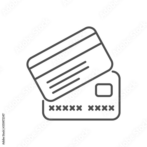 Credit card related vector thin line icon. Isolated on white background. Editable stroke. Vector illustration.