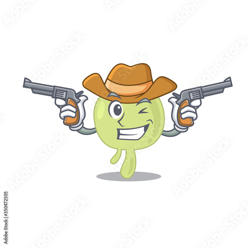 Cartoon character cowboy of lymph node with guns
