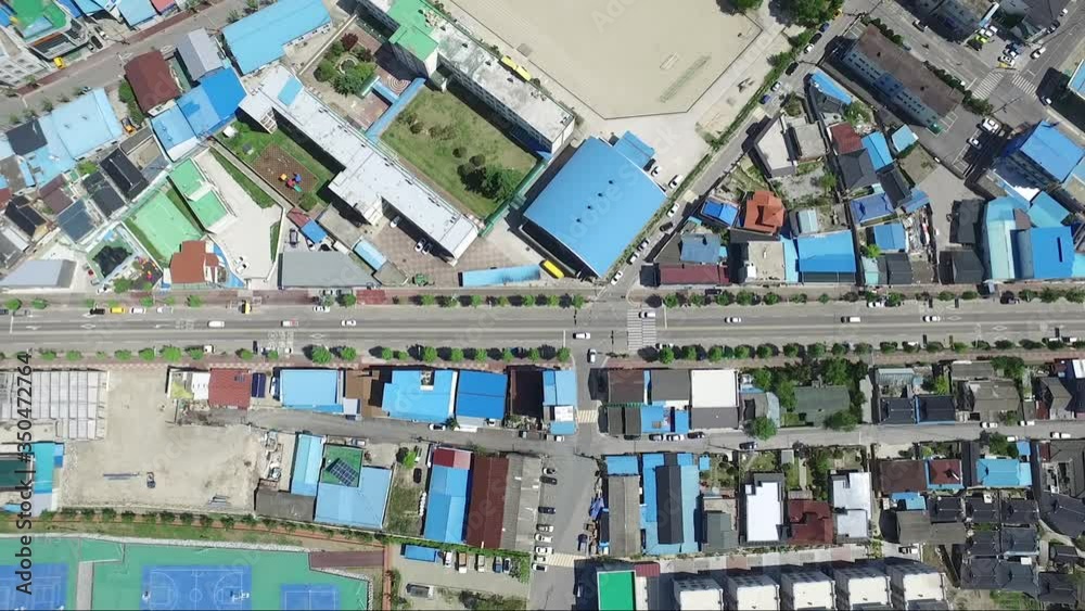 Drone view of colorful city road Drone view of colorful city road
