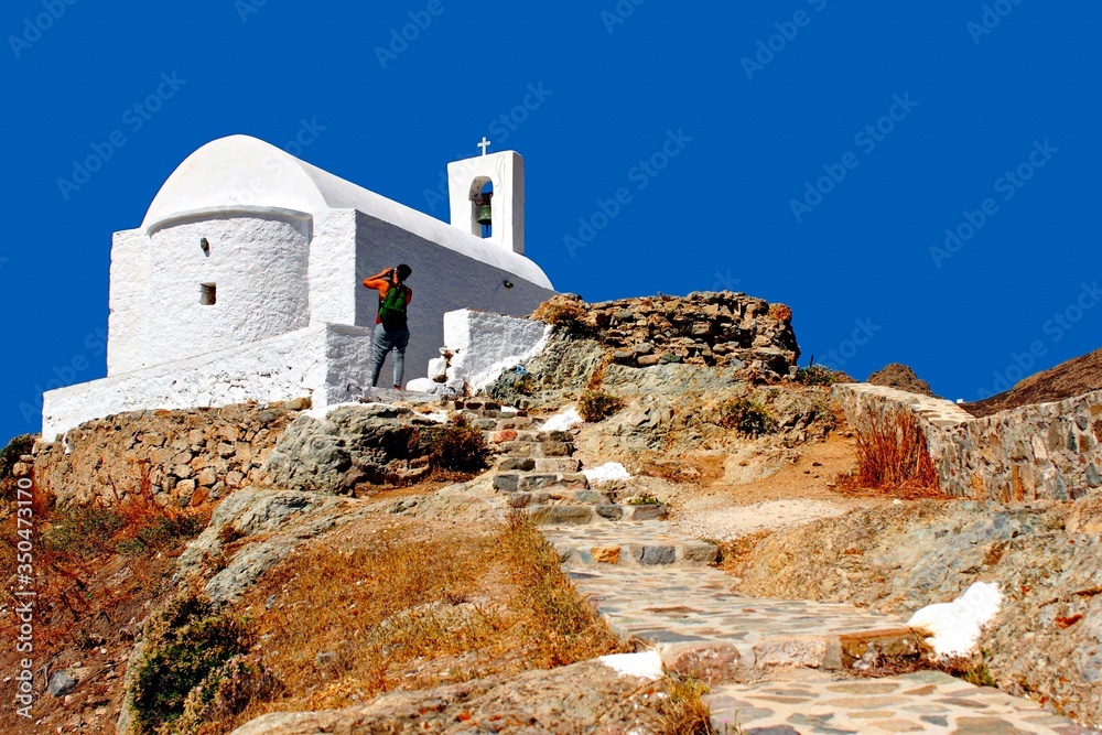 Greece, Serifos island, Christian orthodox church in the town of Hora.