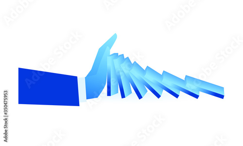 big hand tried to stop domino effect mean an officer try to withstand from pressure concept flat illustration Business about hard work and pressure for presentation