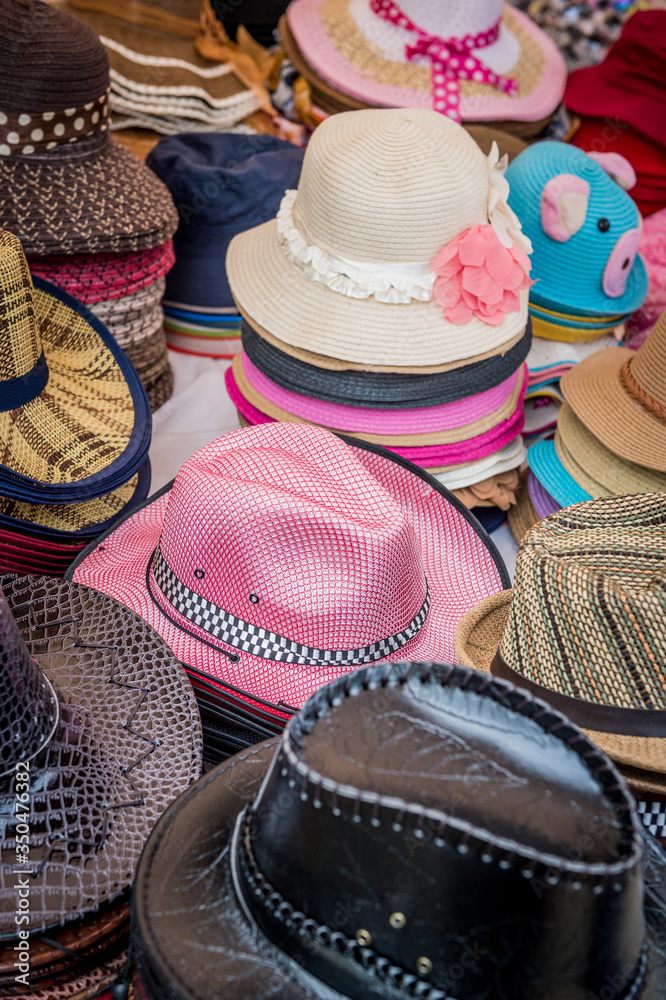 Closeup of mixed hat in shop store