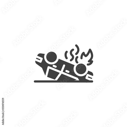 Overturned car vector icon. filled flat sign for mobile concept and web design. Car accident glyph icon. Auto insurance symbol, logo illustration. Vector graphics