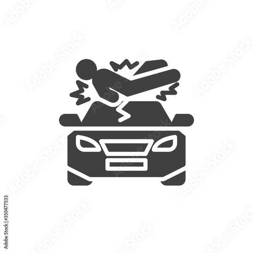 Pedestrian accident vector icon. filled flat sign for mobile concept and web design. Pedestrian hit by a car glyph icon. Symbol, logo illustration. Vector graphics