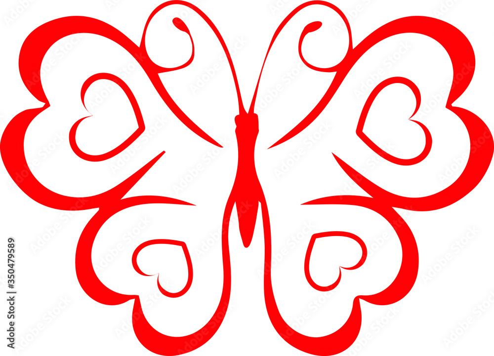 The heart symbol is a butterfly. On a white background
