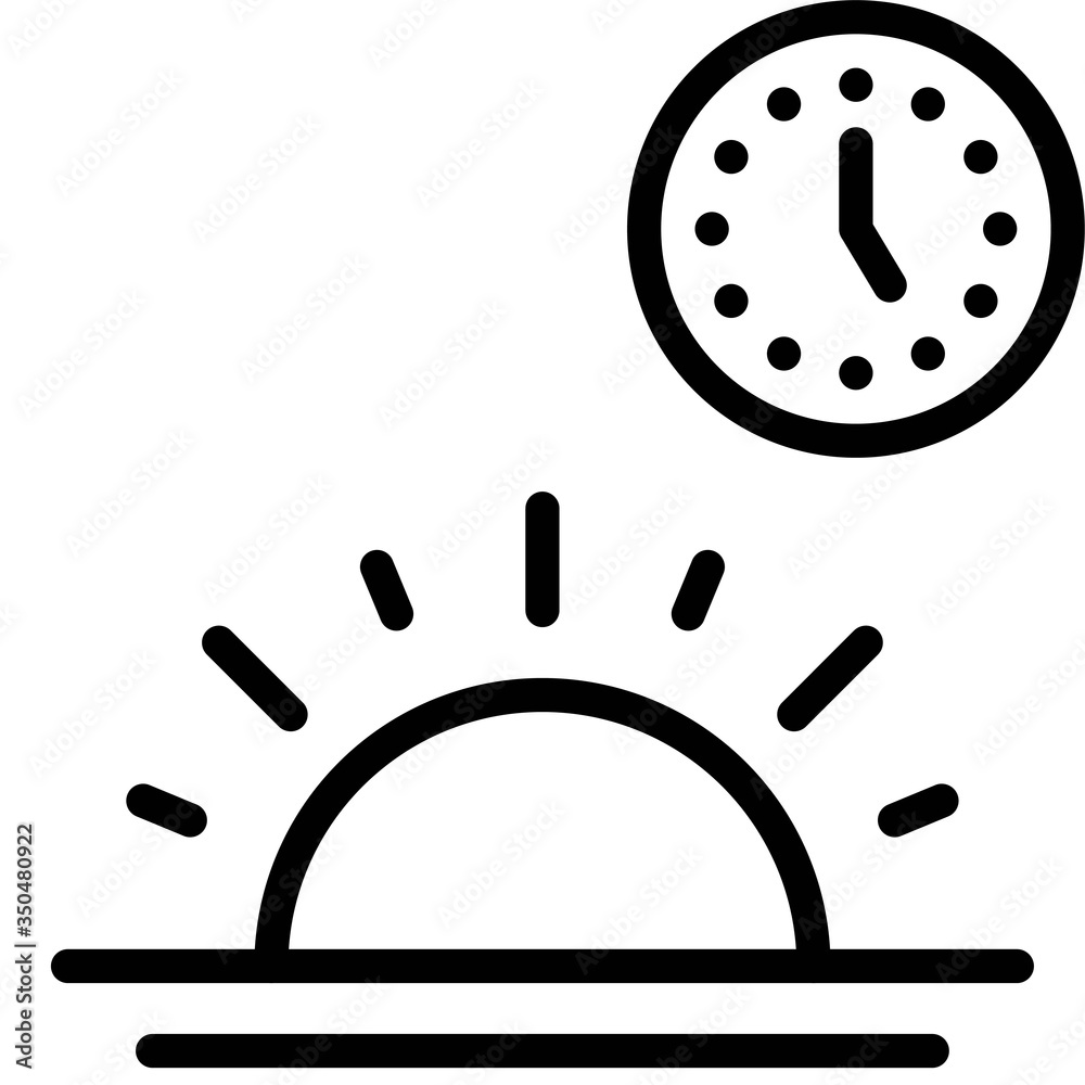 Sunrise with clock icon, fasting during ramadan vector Sunrise with clock icon, fasting during ramadan vector