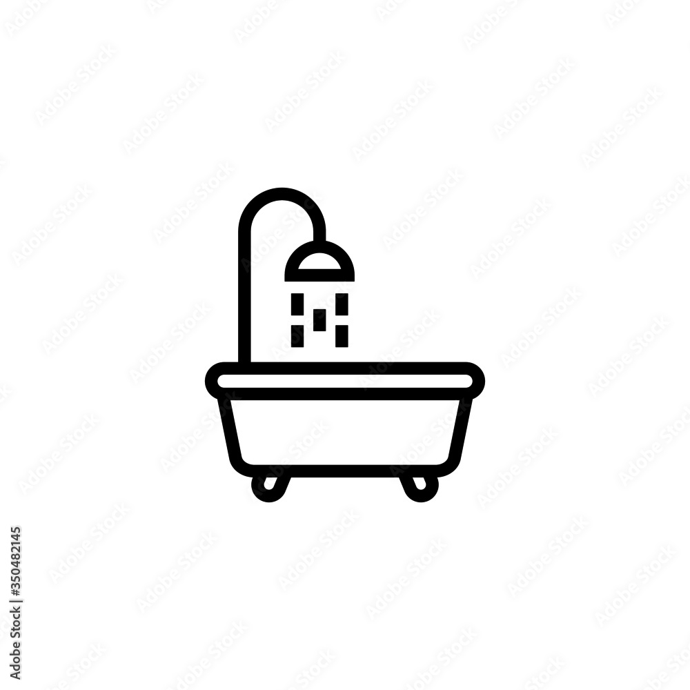 Bath tub vector icon in linear, outline icon isolated on white background Bath tub vector icon in linear, outline icon isolated on white background