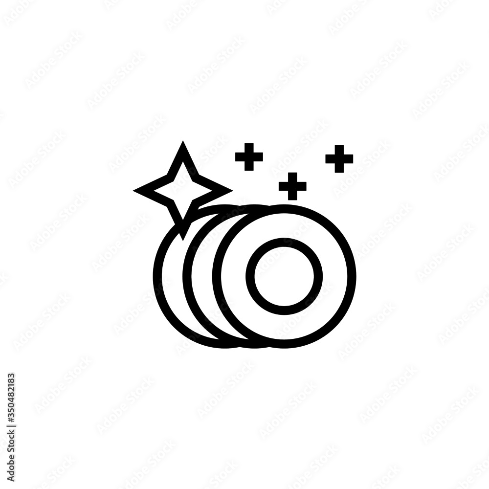 Washing dishes vector icon in linear, outline icon isolated on white background Washing dishes vector icon in linear, outline icon isolated on white background