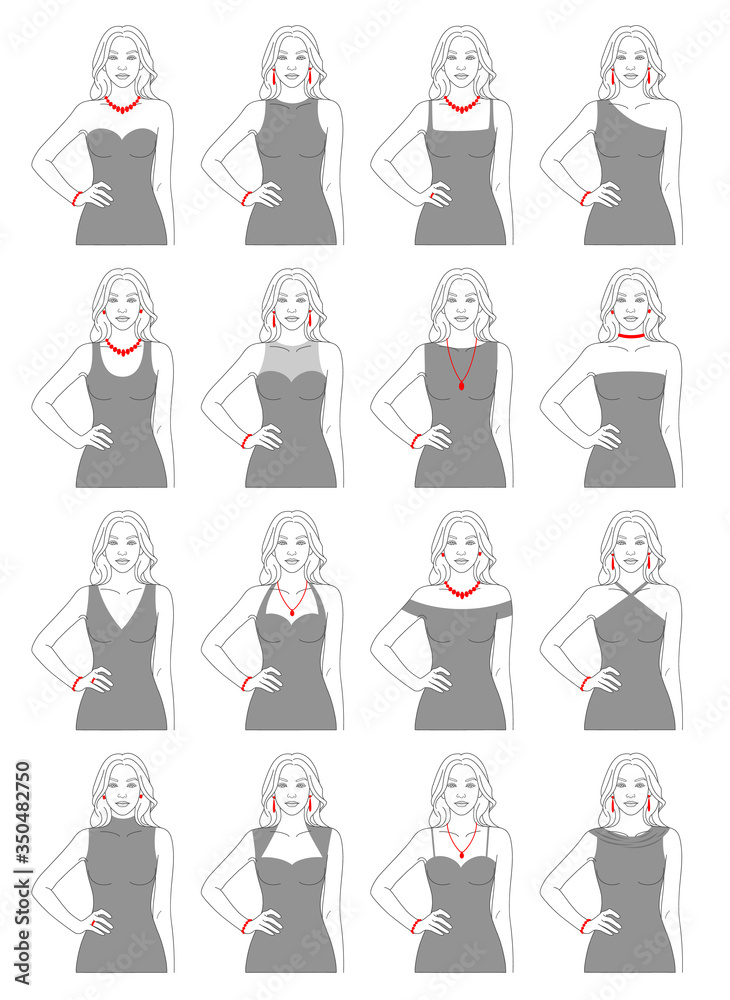 Different types of neckline for a dress. Choose the right jewelry for ...