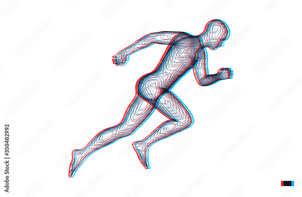 3d running man. Design for sport, business, science and technology. Vector illustration. Human body. 3d running man. Design for sport, business, science and technology. Vector illustration. Human body.