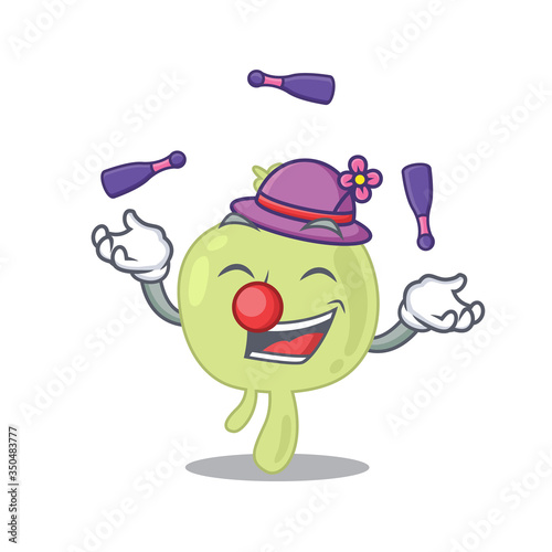 A lymph node cartoon design style succeed playing juggling