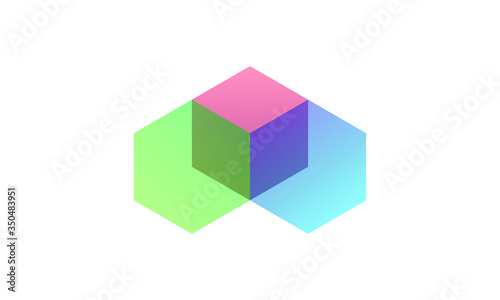abstract geometric shapes hexagon  Vector isometric icon with red green blue color  eps 10