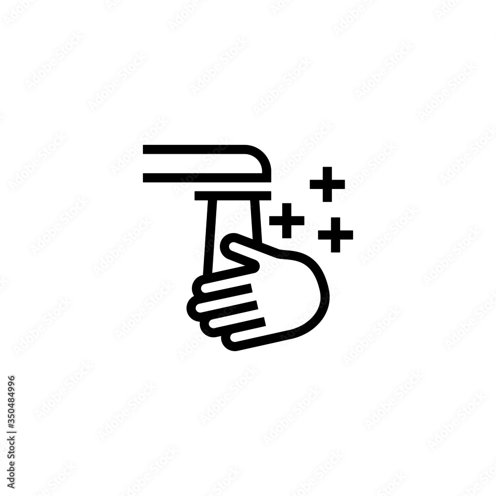 Washing hand icon vector in linear, outline icon isolated on white background Washing hand icon vector in linear, outline icon isolated on white background