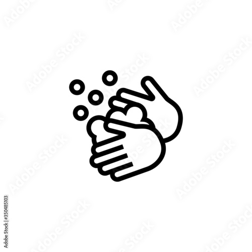 washing hand icon in linear, outline icon isolated on white background