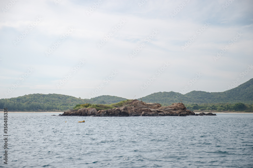 Closeup of small island on the ocean