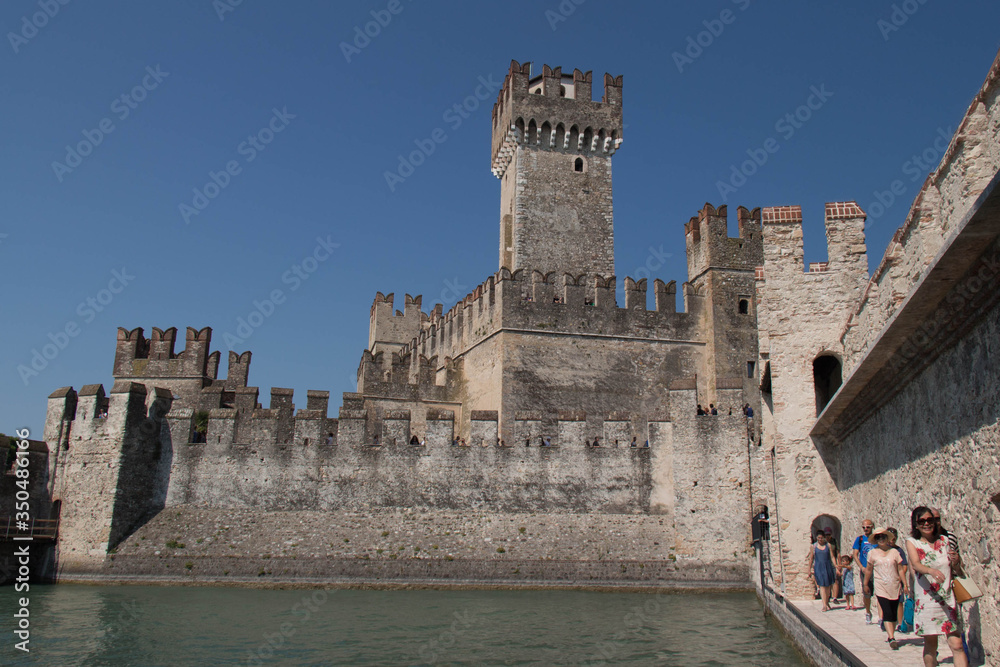 The view of Scaliger Castle, Sirmione, Lombardy, Italy.