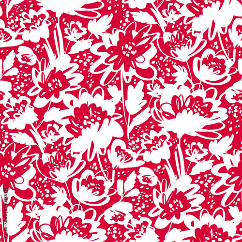 One-color hand drawn floral...