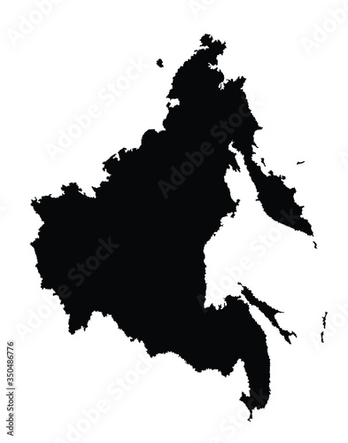 Map of Far Eastern Federal District Russia vector silhouette illustration isolated. Regions: Sakha, Chukotka, Magadan, Kamchatka, Amur, Khabarovsk, Jewish autonomus region, Primorsky, Sakhalin. photo