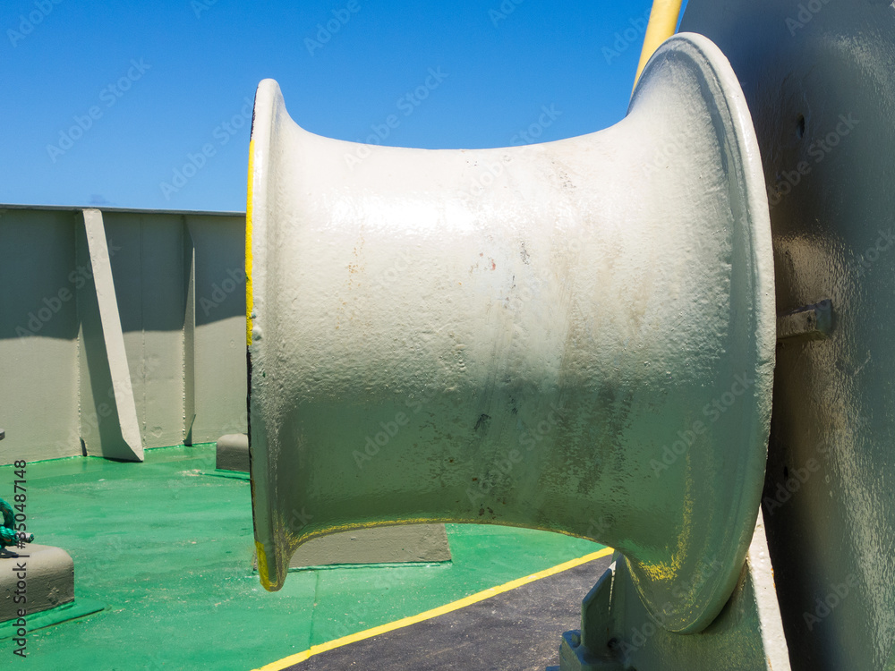 Offshore ships mooring winch warping drum. Stock Photo Adobe Stock