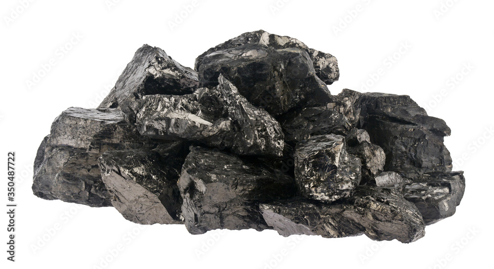Pile of coal isolated on a white background close-up. Pile of coal isolated on a white background close-up.
