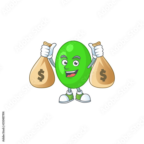 A humble rich tetrad caricature character design with money bags