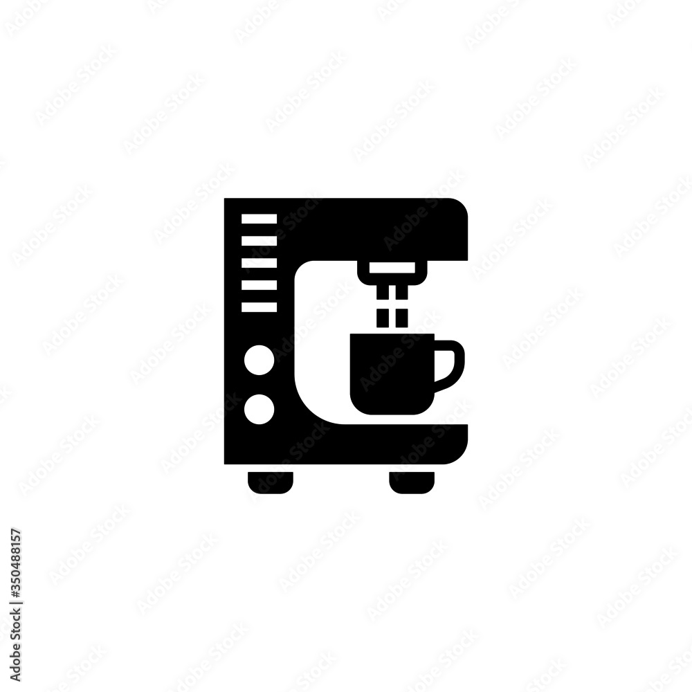 Coffee machine icon in black solid flat design icon isolated on white background Coffee machine icon in black solid flat design icon isolated on white background