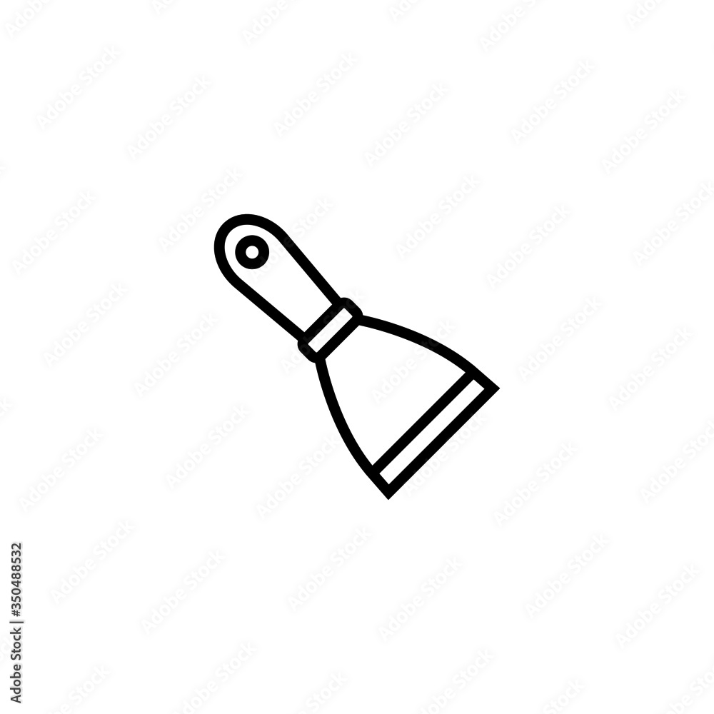 Putty knife icon in linear, outline icon isolated on white background Putty knife icon in linear, outline icon isolated on white background