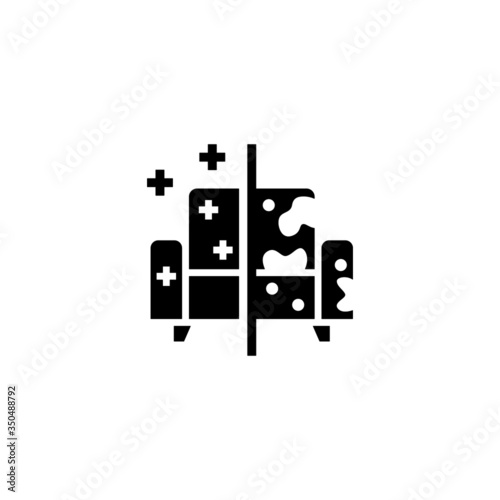 Furniture cleaning icon in black solid flat design icon isolated on white background