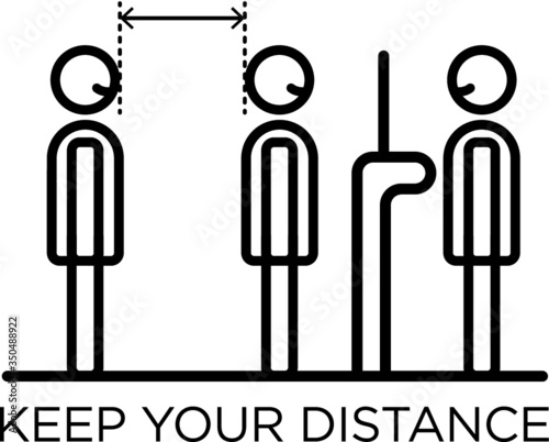 Icona del distanziamento sociale nella vita all'aperto negli uffici pubblici