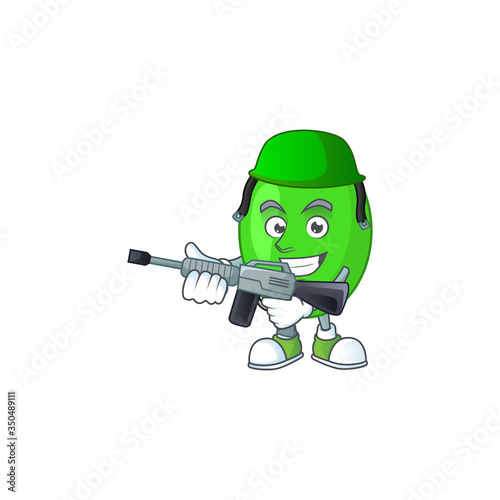 A mascot design picture of tetrad as a dedicated Army using automatic gun