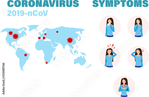 2019-nCoV virus protection tips. Infographic of coronavirus symptoms, ncov disease. Infection fever and cough.