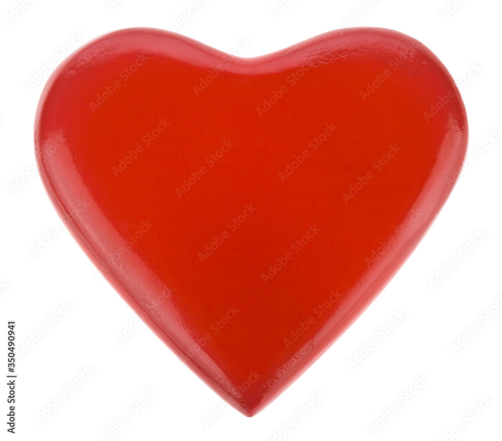 Red heart isolated on a white background close-up.