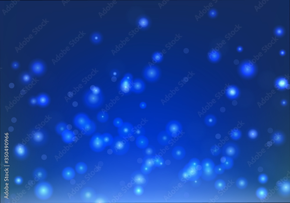 Blue bokeh light background. Sparkle effect with particles. Magic overlay dust. Glitter blur texture.