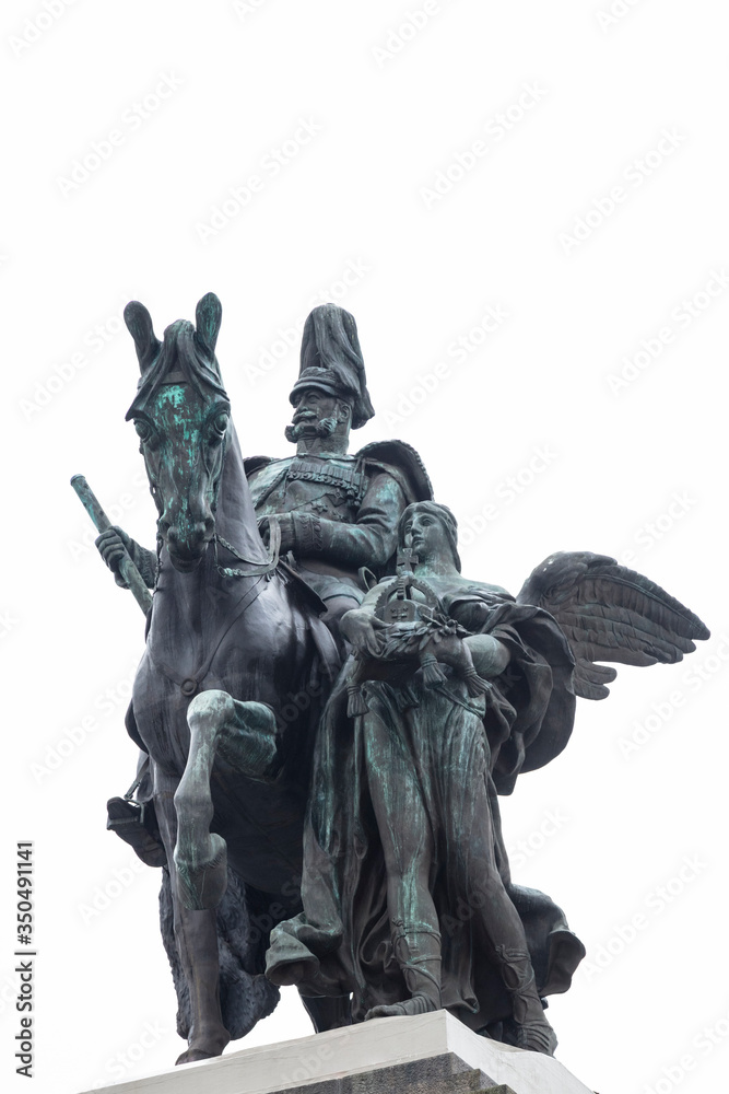 Fototapeta premium Reiterstandbild Kaiser Wilhelm I., Deutsches Eck, Koblenz, Rheinland-Pfalz, Deutschland