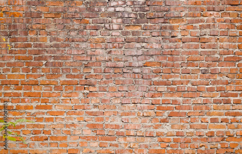 Old wall with red bricks as a background.
