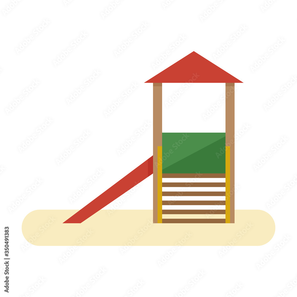 Kids playground with slide and stairs. Vector flat style design Kids playground with slide and stairs. Vector flat style design