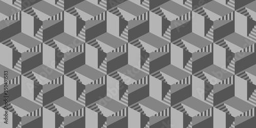 Seamless pattern with stairs making an optical illusion.