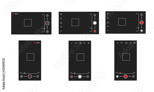 Camera screen phone mobile interface app. Smartphone photo viewfinder
