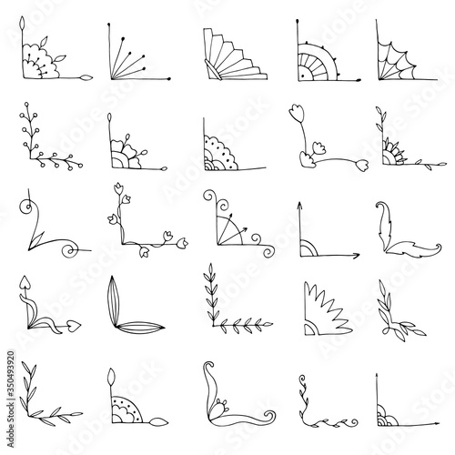 set of hand drawn corners