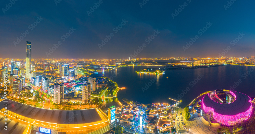Night view of Hudong CBD, Suzhou City, Jiangsu Province, China