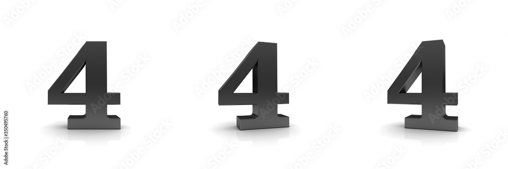 Fototapeta premium 4 four number 3d black sign
